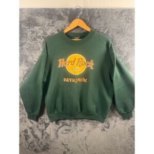 VTG 90s Hard Rock Cafe Reykjavík “Save the Planet” Crewneck Sweatshirt L Green
